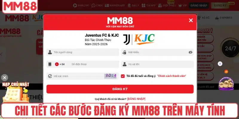 Đăng Ký 2 Chi tiết các bước đăng ký MM88 trên máy tính